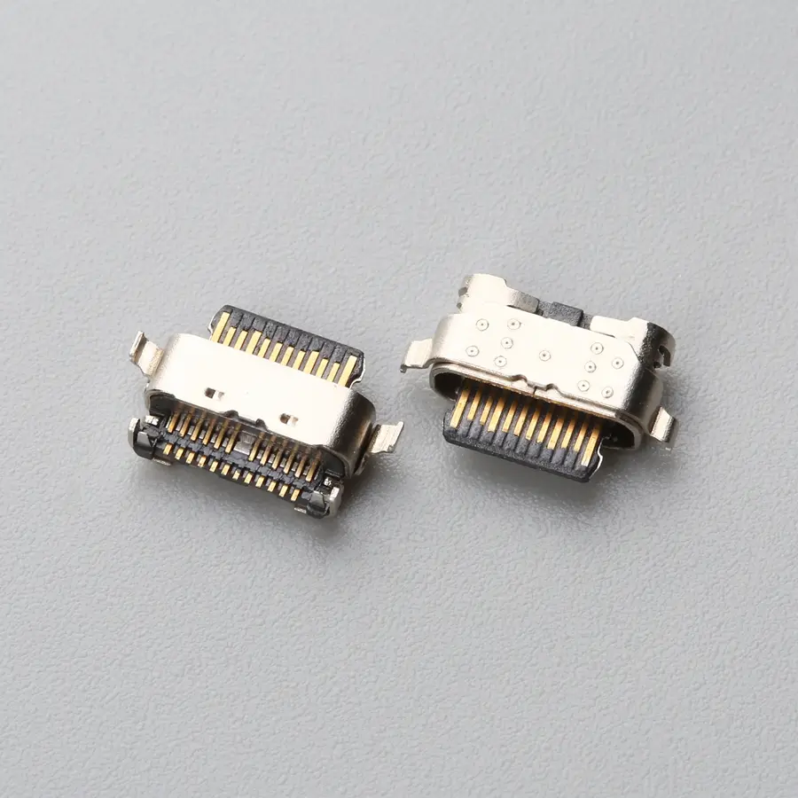 19.BUSF242B3N11406SR USB TYPE C 24P 母座 平口沉板式 双MT H=1.60 舌片外露2.40MM
