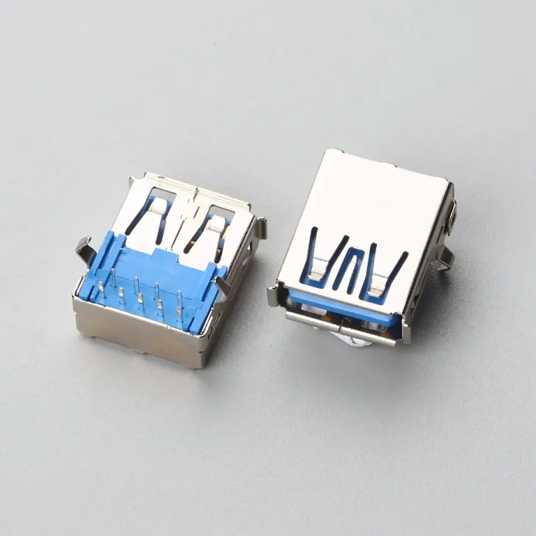 19.BUSF09L2N12182 USB3.0 AF 板上型DIP 带卷边带弯脚 PBT料