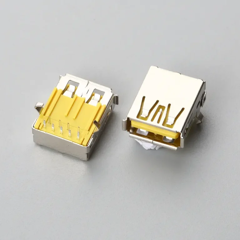 23.BUSF092Y1N12306ST USB3.0 AF 板上型DIP 有卷边弯脚 加长胶芯 黄色